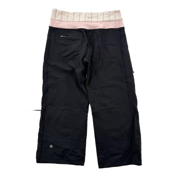Lululemon Leggings Womens Size 6 Capri Cropped Black Pink Straight Workout - Picture 2 of 7